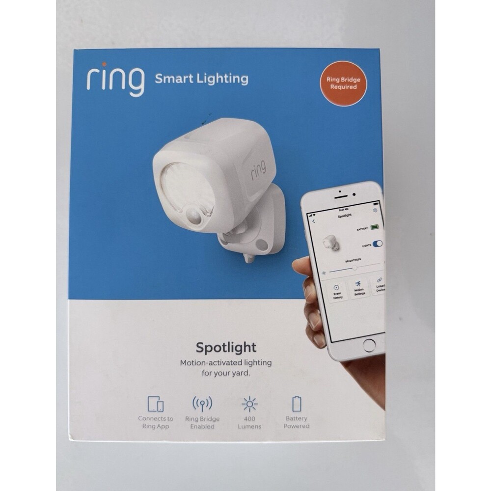 Ring Smart Lighting Spotlight Battery Motion LED 400lm Outdoor Alexa White